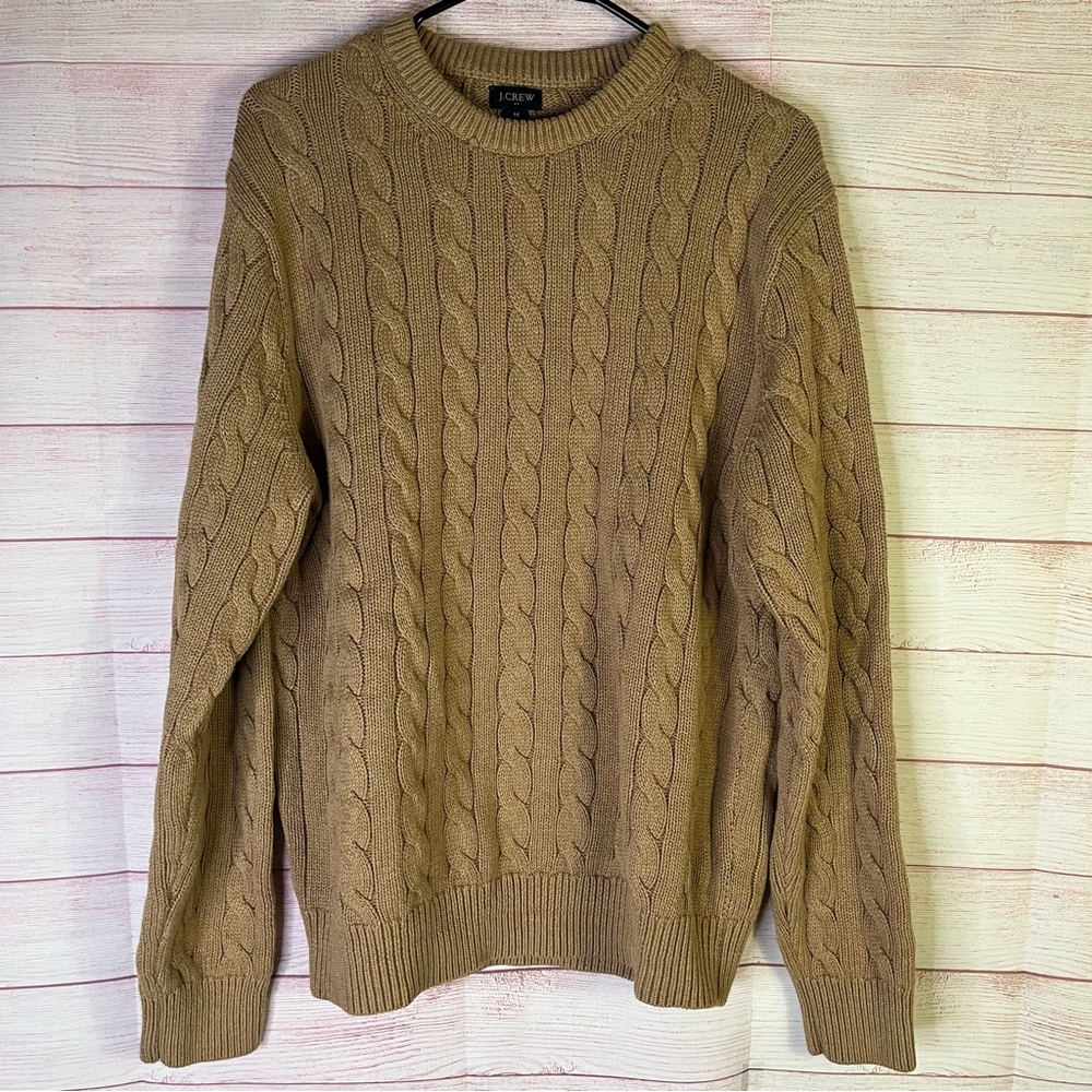 J.Crew 100% Cotton Crewneck Cable Knit Long Sleeve Sweater Size Medium